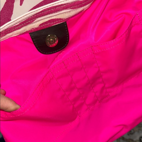 Dooney & Bourke denim Zebra  Tote pink and white - Picture 15 of 16